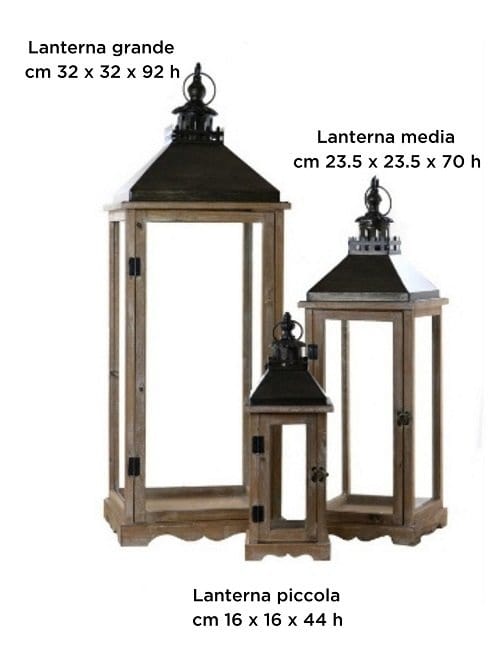 Lanterna in Legno e in Metallo - Marrone 32 x 32 x 92 cm h MillStore