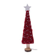 Albero di natale in legno e lana da appoggio con perline rosso/bianco cm.47 | OlimpiaHome. (3818581)