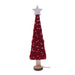 Albero di natale in legno e lana da appoggio con perline rosso/bianco cm.47 | OlimpiaHome. (3818581)
