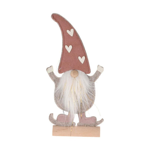 Babbo Natale beige in feltro e legno con cappello rosa - 2 modelli cm 25 | OlimpiaHome.