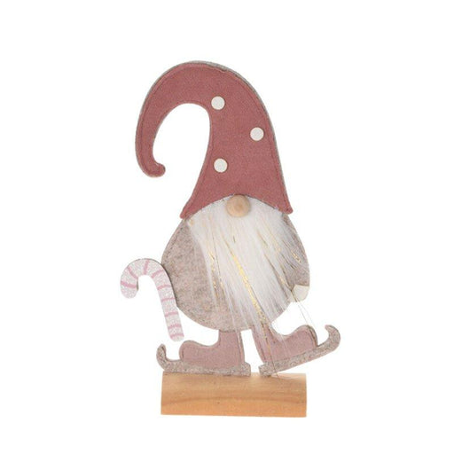 Koopman Pois Babbo Natale beige in feltro e legno con cappello rosa - 2 modelli cm 25