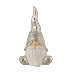 J-Line Seduto Babbo natale decorativo in ceramica bianco e argento, due modelli cm.23x40x45h (3818613)