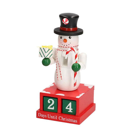 Vacchetti Pupazzo di neve Calendario Natalizio decorativo in legno con schiaccianoci rosso/pupazzo di neve cm.7.5x17h. (3818636)