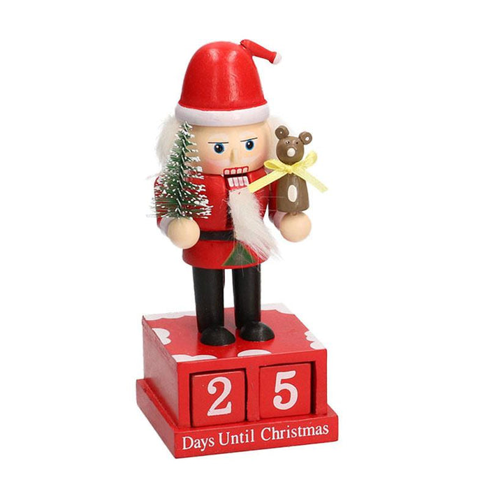 Calendario Natalizio decorativo in legno con schiaccianoci rosso/pupazzo di neve cm.7.5x17h. | OlimpiaHome. (3818637)