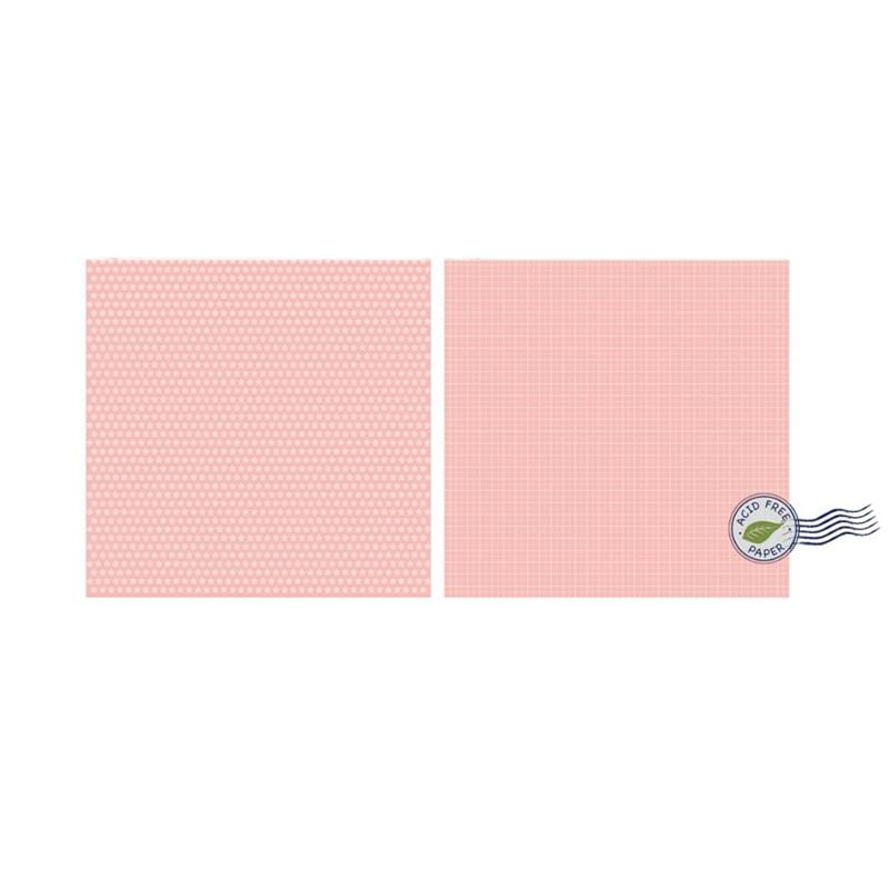 MP Fiorellini e quadretti rosa confetto Carta per scrapbooking double face con cuori cm.31x31 (3818679)