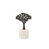 J-Line C Decorazione a forma di albero in alluminio nero con base in marmo bianco tre modelli 14x8x24h. (3818793)