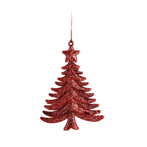 Decorazione natalizia da appendere rosso glitterato vari modelli cm.16h | OlimpiaHome. (3818835)