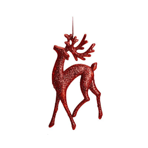 Koopman Renna Decorazione natalizia da appendere rosso glitterato vari modelli cm.16h (3818836)