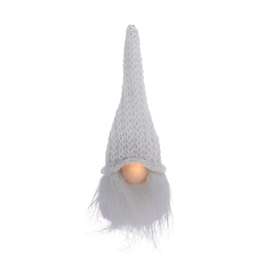 Figura natalizia in tessuto da appendere viso gnomo naso led cappello bianco/rosa cm.19h | OlimpiaHome. (3818956)