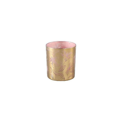 PTMD Piccolo Porta tealight gold rose in vetro con fiori due misure