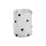 J-Line Piccolo Porta tealight in metallo bianco con cuori neri glitterati due misure (3819125)