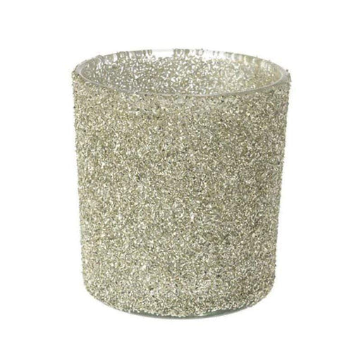 Porta tealight in vetro glitterato decorativo,tre colori cm.10h | OlimpiaHome. (3819135)