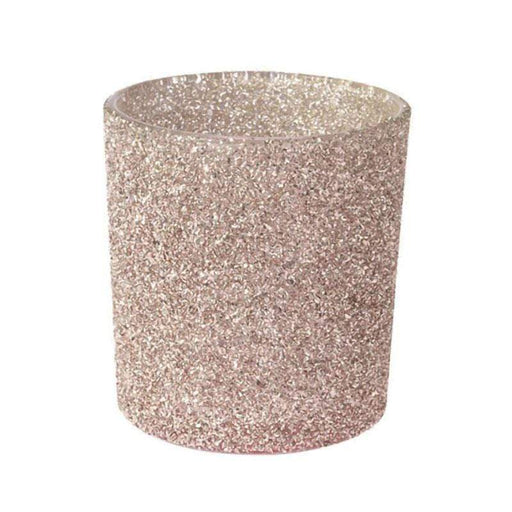 Koopman Porta tealight in vetro glitterato decorativo,tre colori cm.10h (3819136)