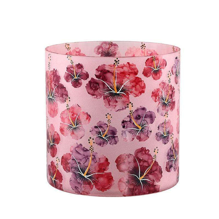 PTMD D Porta tealight rosa in vetro con motivi floreali quattro misure (3819139)