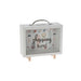 Koopman Shopping fund Salvadanaio a valigetta in legno bianco trasparente e scritta in inglese, quattro modelli cm.19x19h (3819201)