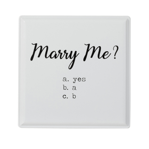 J-Line Marry me Targa metallica quadrata bianca con scritte, due modelli (3819262)