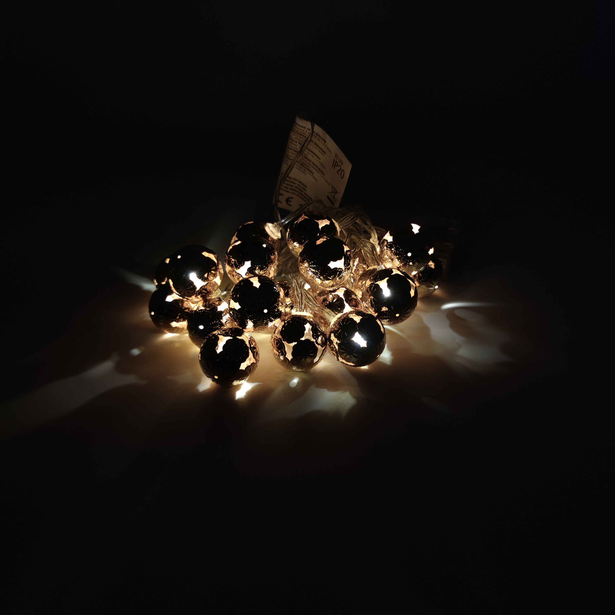 Catena di luci decorativa 20 Led - Palline Oro Scuro var.2 - Luce Champagne