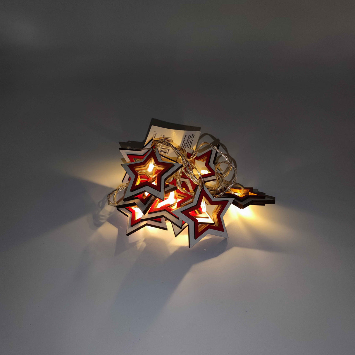 Chain of 10 Star Decorations with Indoor LED Lights - 1.5 m