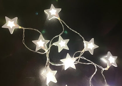 Decorative light chain 20 LED - Wooden Stars - Champagne Light