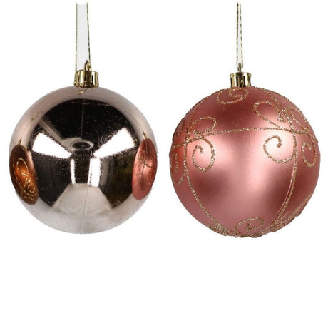 Pack of 4 pink Christmas balls ø 10 cm