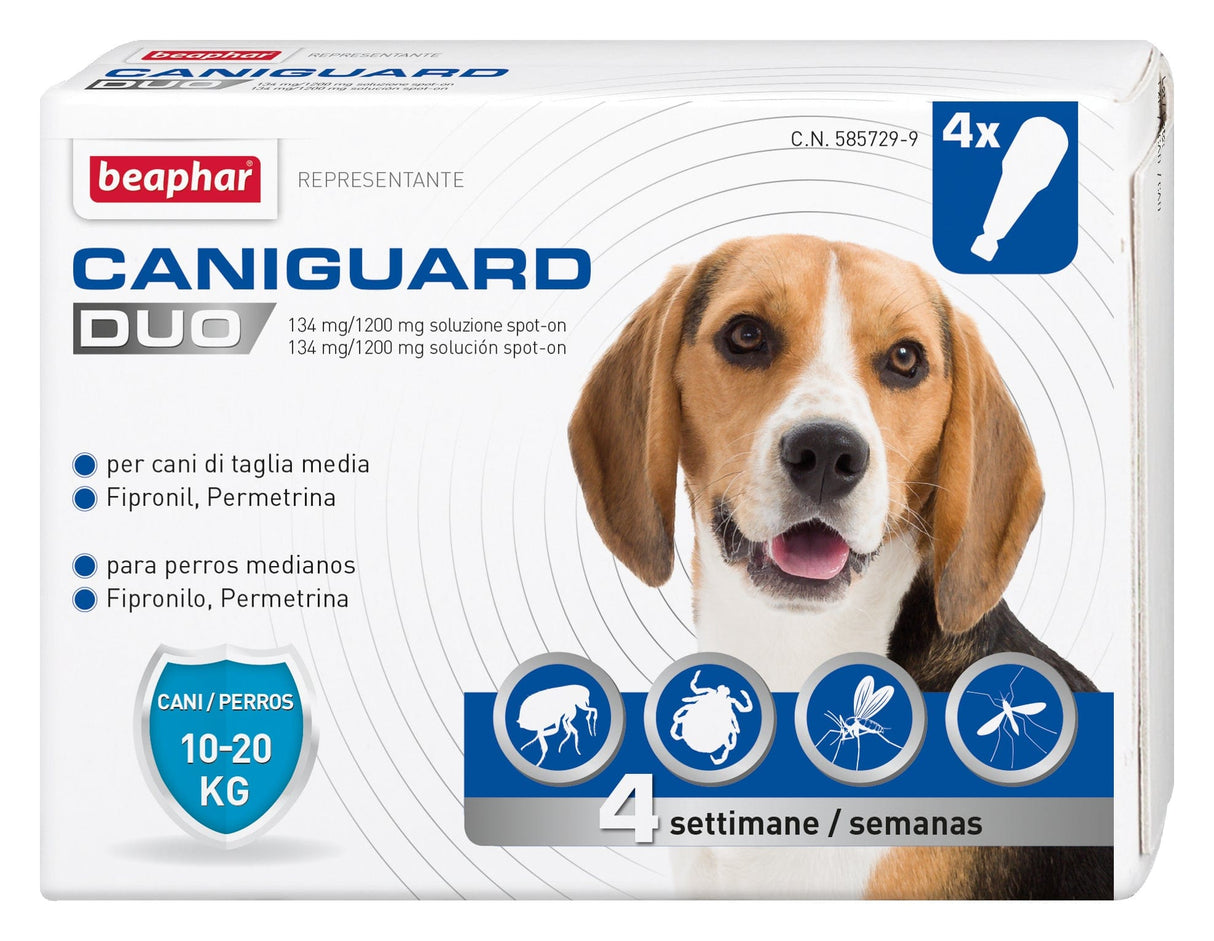 Antiparassitario pulci, zecche, zanzare e mosche Caniguard duo - Beaphar Da 10 a 20 kg Beaphar (2665108)