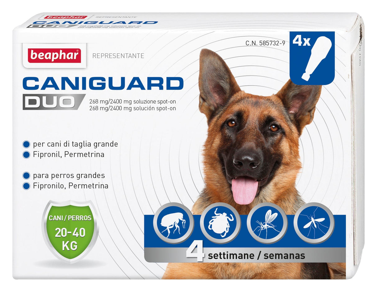 Antiparassitario pulci, zecche, zanzare e mosche Caniguard duo - Beaphar Da 20 a 40 kg Beaphar (2665109)