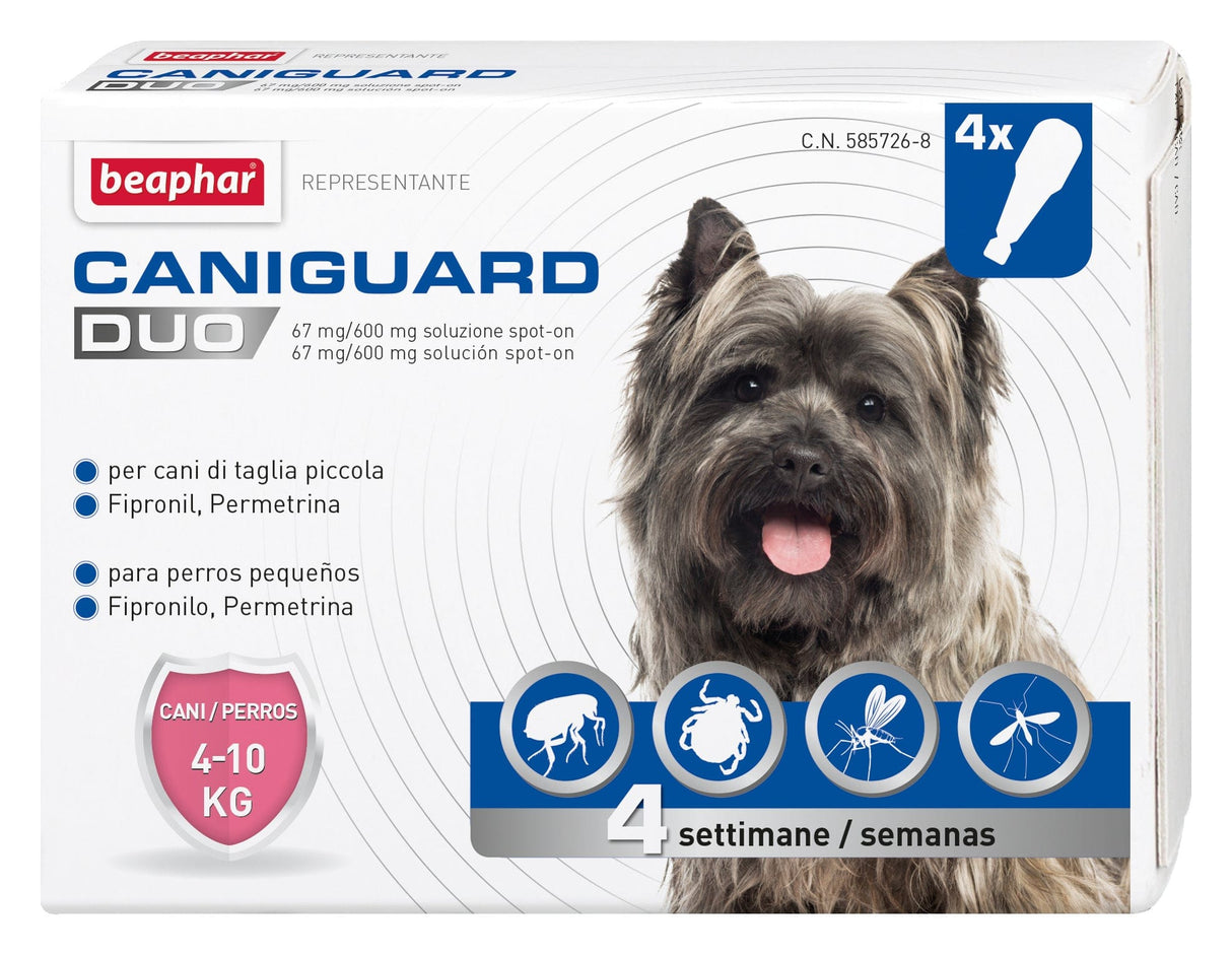 Antiparassitario pulci, zecche, zanzare e mosche Caniguard duo - Beaphar Da 4 a 10 kg Beaphar (2665107)