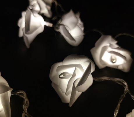 Guirlande lumineuse décorative 20 LED - Roses Blanches - Lumière chaude