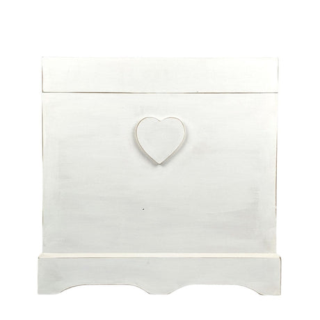 Baule Shabby artigianale con cuore in rilievo 46 x 37 x 545 h cm / Bianco Domeahome