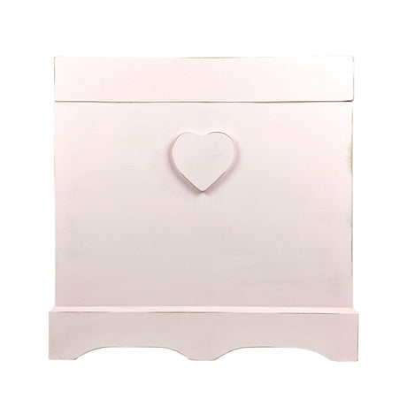 Baule Shabby artigianale con cuore in rilievo 53.5 x 36 x 54.5 h cm / Rosa Confetto Domeahome