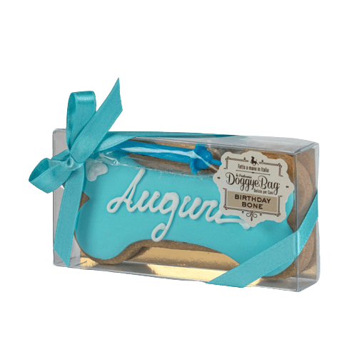 Biscotto Osso di Auguri con Candelina - 85 gr Azzurro Doggye Bag (2492110)