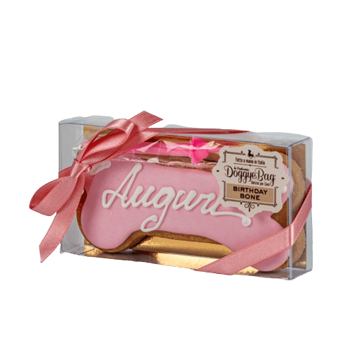 Biscotto Osso di Auguri con Candelina - 85 gr Rosa Doggye Bag (2492109)