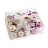 Box 29 palline in plastica e puntale a stella - 3 cm Rosa e Oro MillStore (2492150)