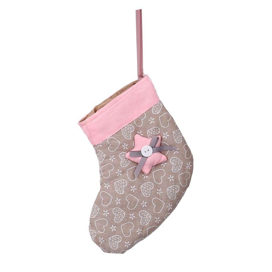 Calza in tessuto con cuori - Rosa e Tortora - cm 16 x h 17 Vacchetti (2492220)