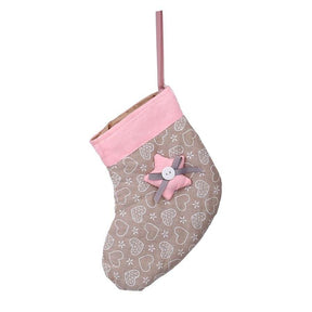 Calza in tessuto con cuori - Rosa e Tortora - cm 16 x h 17 Vacchetti (2492220)
