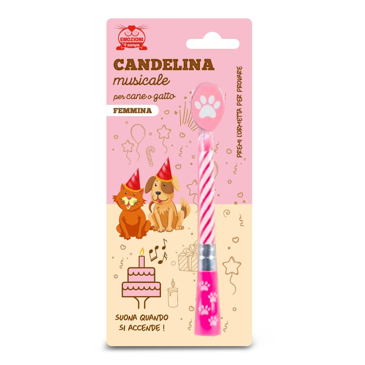 Candelina Musicale con zampina - Rosa Emozioni a 4 zampe (2492280)