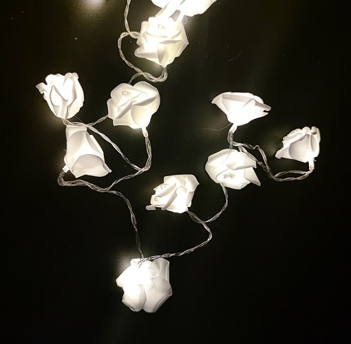 Decorative light chain 20 LED - White Roses - Warm Light