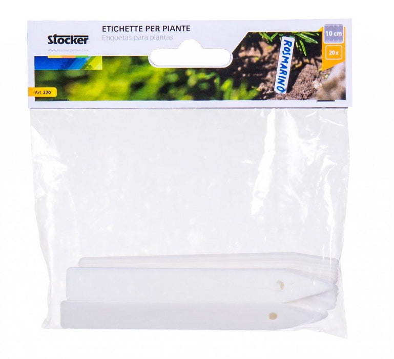 Etichette piante bianco in plastica - 10,3 x 1,3 cm - 20 pz Stocker