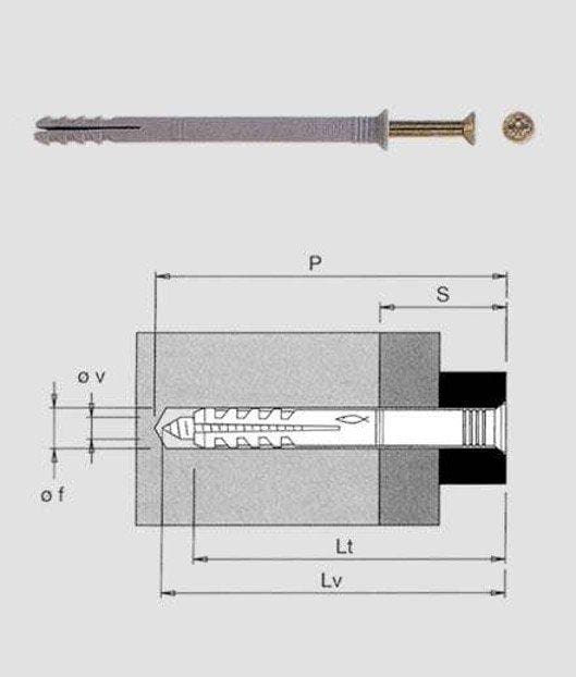 Fischer TASSELLO IN NYLON CON VITE - Modello  N6 - 35 - Confezione Pz.100 Fischer (2494097)