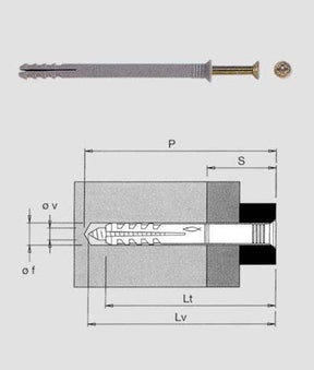 Fischer TASSELLO IN NYLON CON VITE - Modello  N6 - 60 - Confezione Pz. 63 Fischer (2494098)