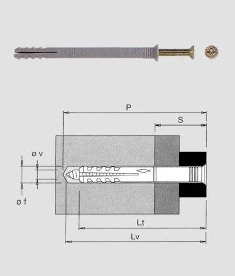 Fischer TASSELLO IN NYLON CON VITE - Modello  N6 - 80 - Confezione Pz. 37 Fischer (2494099)