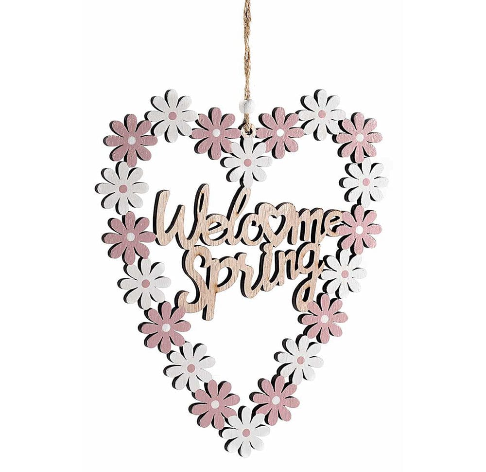 Ghirlanda in legno da appendere Welcome Spring Rosa Art From Italy (2567594)