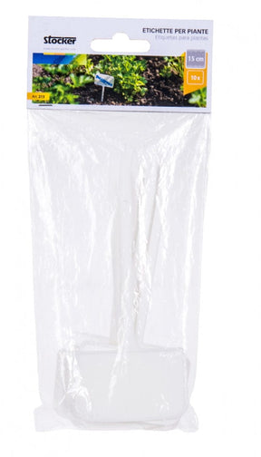 Marcatore Segnaposto per piante bianco in plastica - 15 x 6 cm - 10 pz Stocker (2495503)