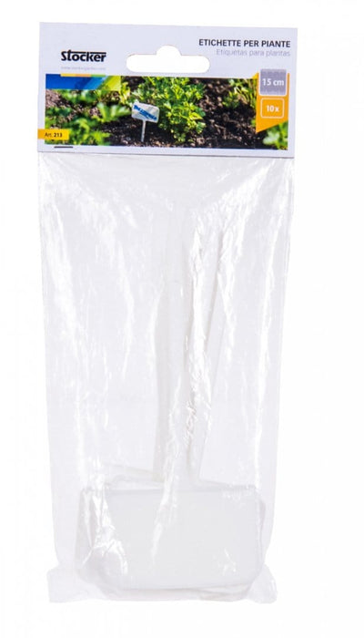 Marcatore Segnaposto per piante bianco in plastica - 34 x 9 cm - 10 pz Stocker