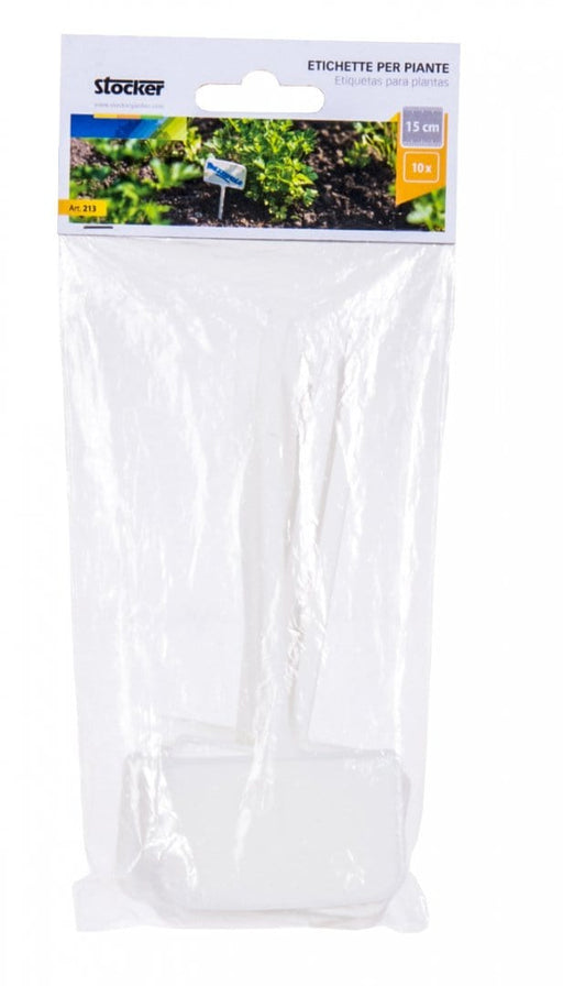 Marcatore Segnaposto per piante bianco in plastica - 34 x 9 cm - 10 pz Stocker