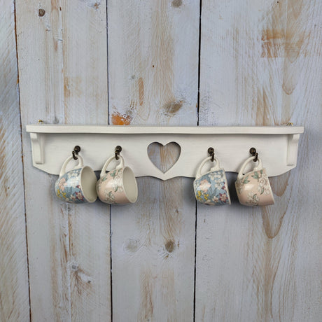 Mensola porta tazze stile shabby chic 45 cm / Bianco Domeahome