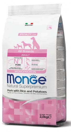 Monge Superpremium All Breeds Adult Maiale per Cani - Riso e Patate 2,5 kg Monge Superpremium (2495762)