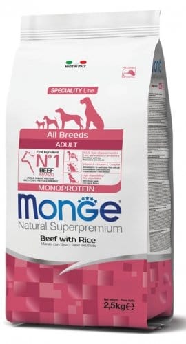 Monge Superpremium All Breeds Adult Monoproteico per Cani - Manzo e Riso 12 kg Monge Superpremium (2495763)