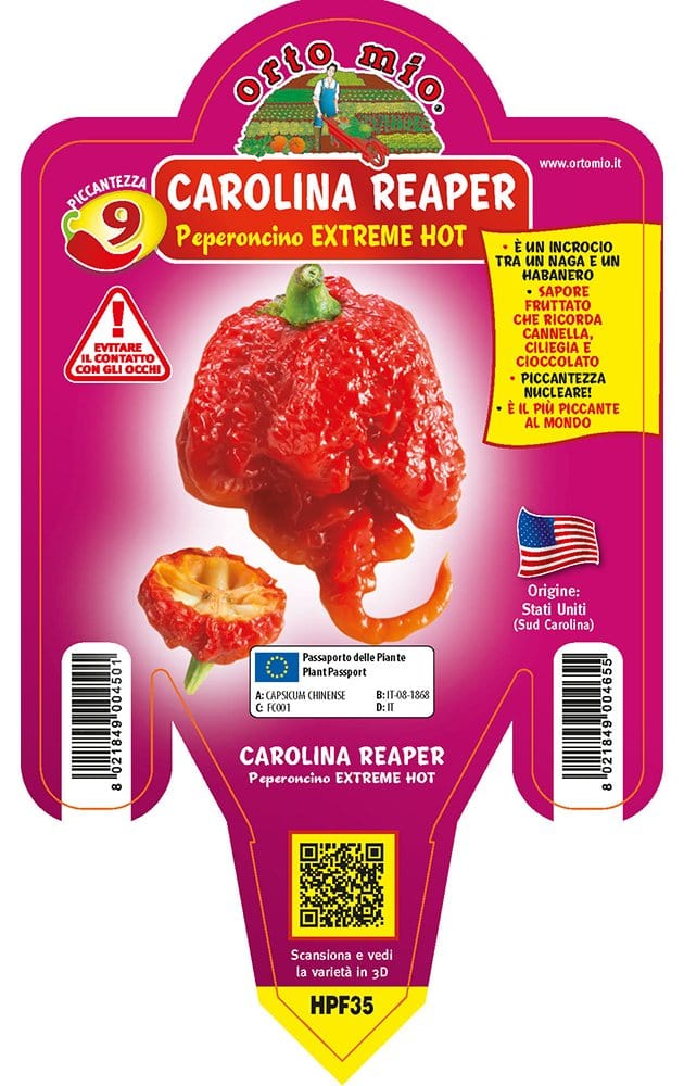 Peperoncino piccante EXTREME HOT Carolina Reaper - 1 pianta v.14 cm - Orto Mio Orto Mio (2496654)