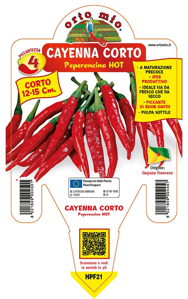 Peperoncino piccante HOT Cayenna corto Cheyenne F1 - 1 pianta v.14 cm - Orto Mio Orto Mio (2496658)